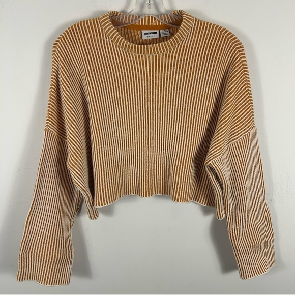 ❤️Noisy May Mustard and White Striped Sweater cropped XS - Picture 3 of 11